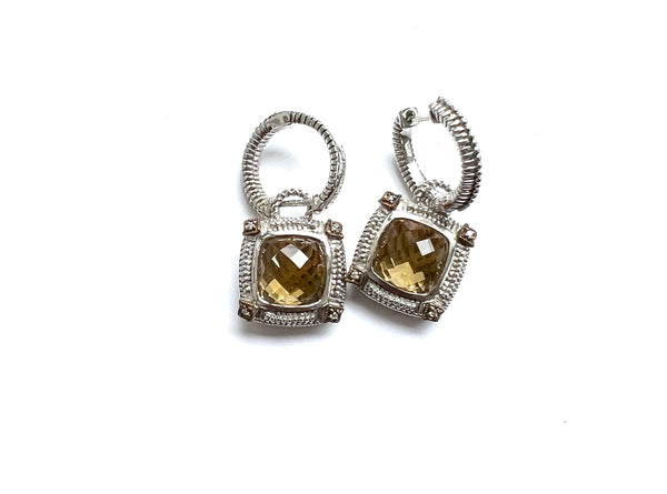Gold and Silver Citrine Earrings - Ilumine' Gallery 