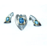 Blue topaz earrings and pendant set - Ilumine' Gallery 