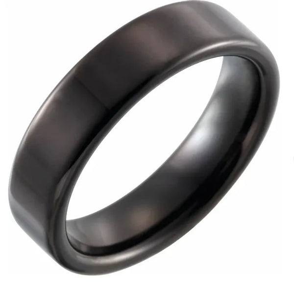 Tungsten black flat band men's rings