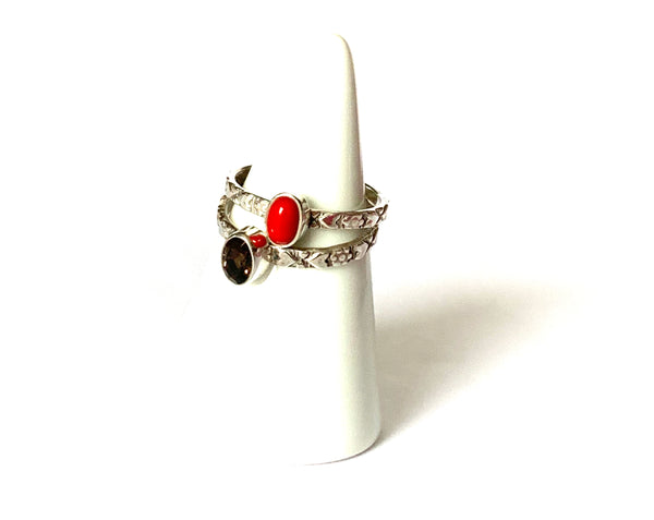Ring sterling silver with red jasper or amber gemstones - Ilumine Gallery Store dainty jewelry affordable fine jewelry