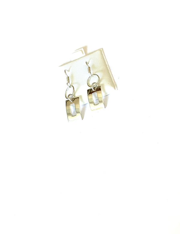 Earrings sterling silver hanging rectangular earrings - Ilumine Gallery Store dainty jewelry affordable fine jewelry