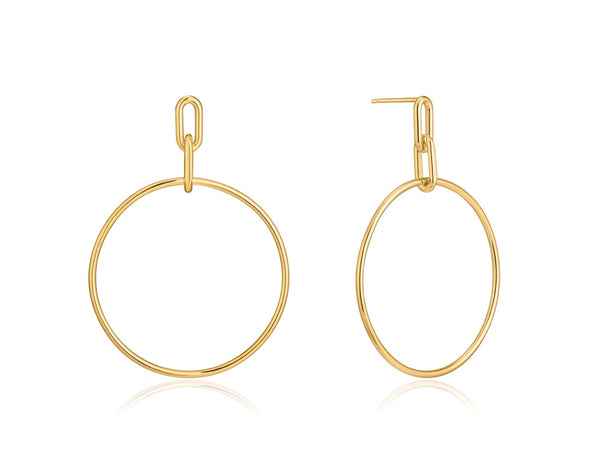 Gold hoop link earrings