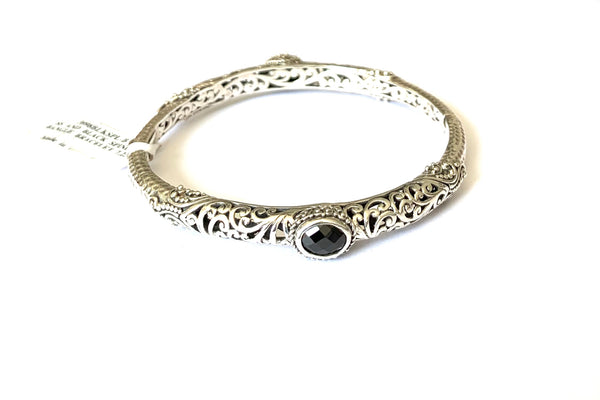 Bracelet sterling silver with black spinel bangle - Ilumine Gallery Store dainty jewelry affordable fine jewelry