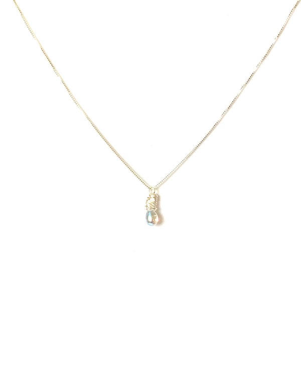 Necklace sterling silver with clear gemstone pendant - Ilumine Gallery Store dainty jewelry affordable fine jewelry