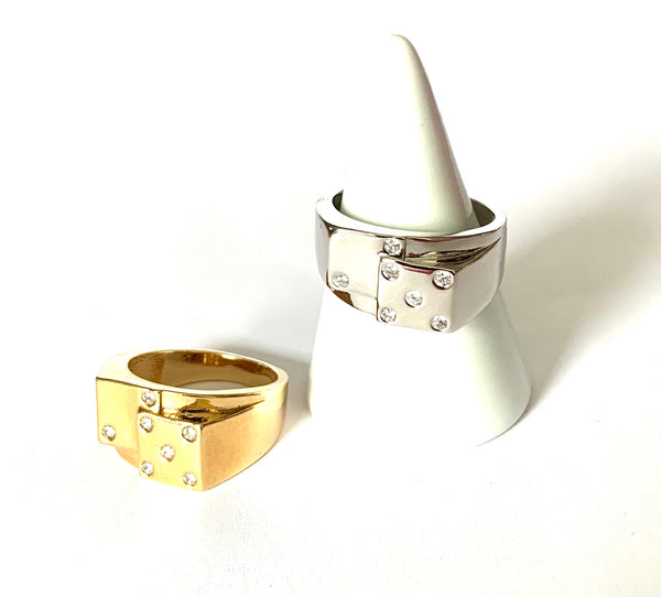 Rings yellow gold or sterling silver men's ring with simulated diamonds - Ilumine Gallery Store dainty jewelry affordable fine jewelry