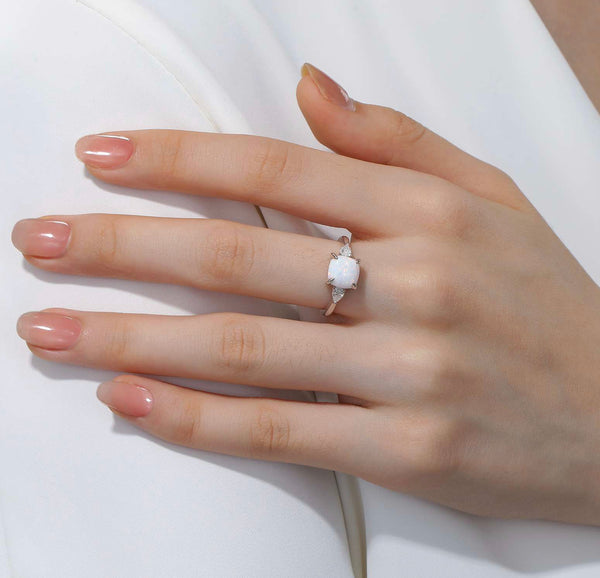 Opal & Diamond Engagement Ring