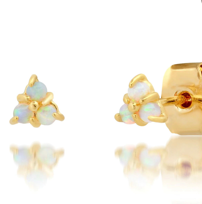 Opal Gold Cluster Earrings