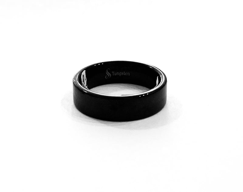 Tungsten black flat band men's rings