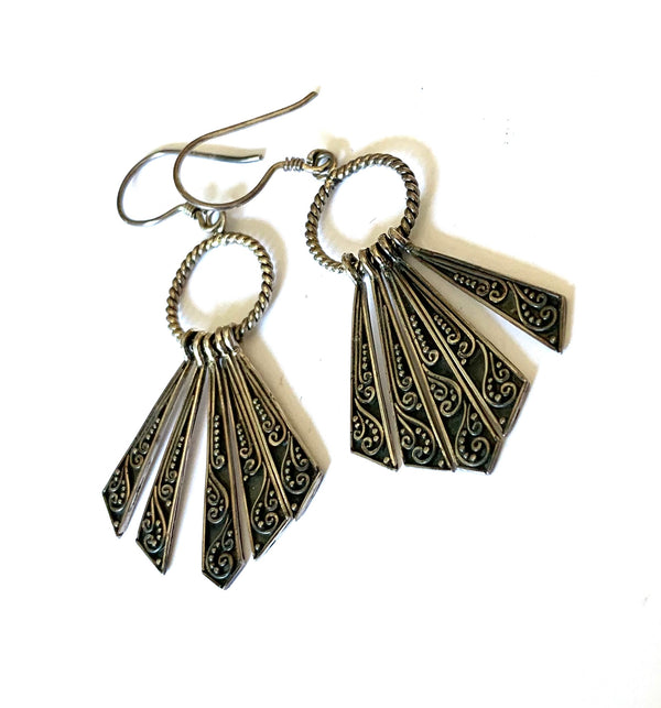 Sterling silver handcrafted fan earrings - Ilumine Gallery Store dainty jewelry affordable fine jewelry