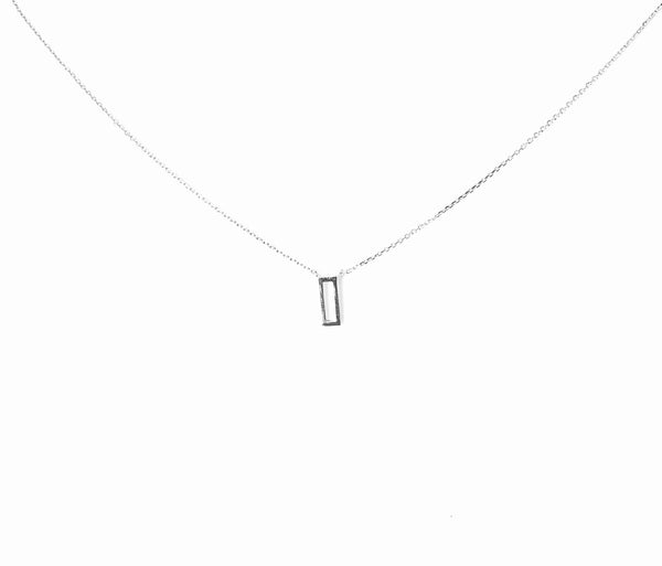 Necklace yellow gold or sterling silver with open rectangle pendant - Ilumine Gallery Store dainty jewelry affordable fine jewelry