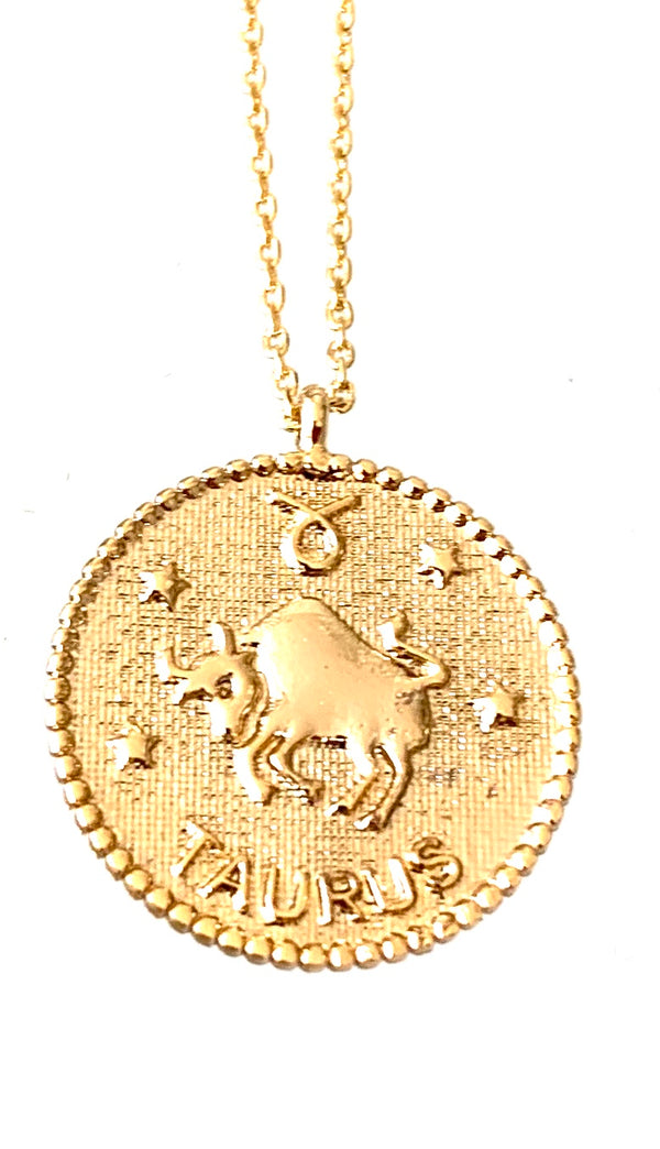 Yellow gold filled coin zodiac necklace - Ilumine Gallery Store dainty jewelry affordable fine jewelry