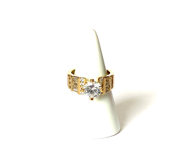 Rings yellow gold with big cz center stone - Ilumine Gallery Store dainty jewelry affordable fine jewelry