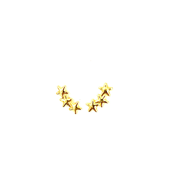Earring yellow gold three stars climber - Ilumine Gallery Store dainty jewelry affordable fine jewelry