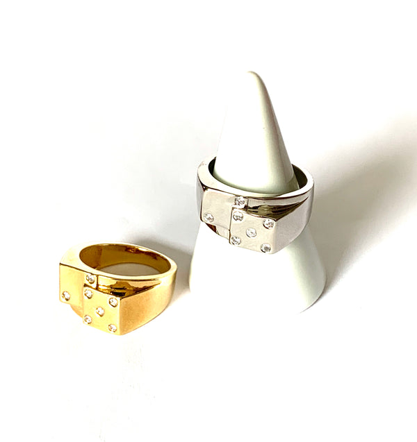 Rings yellow gold or sterling silver men's ring with simulated diamonds - Ilumine Gallery Store dainty jewelry affordable fine jewelry