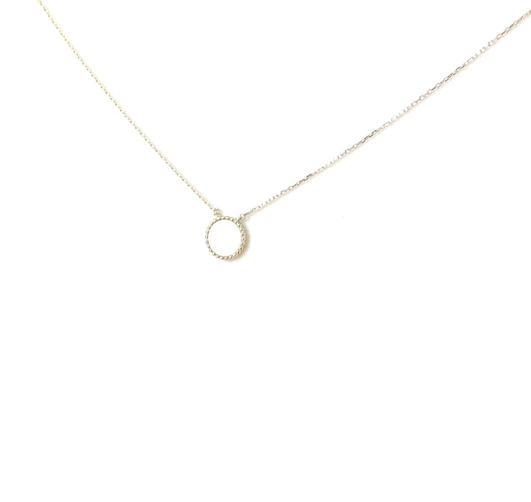 Necklace yellow gold  or sterling silver with round mother of pearl - Ilumine Gallery Store dainty jewelry affordable fine jewelry