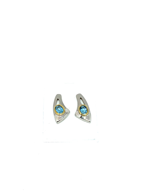 Gold and sterling silver blue topaz earrings - Ilumine' Gallery 