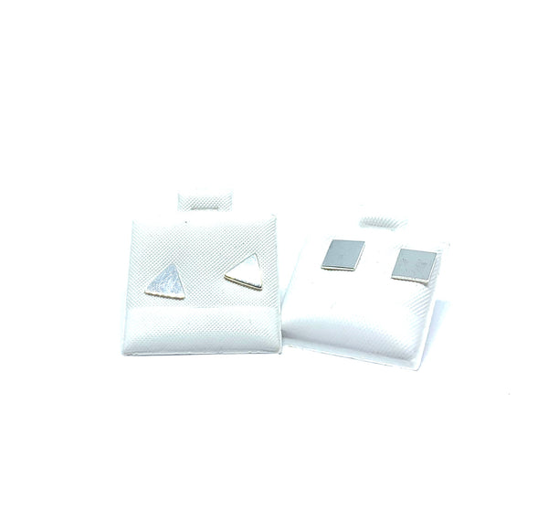 Sterling silver square and triangle studs - Ilumine Gallery Store dainty jewelry affordable fine jewelry