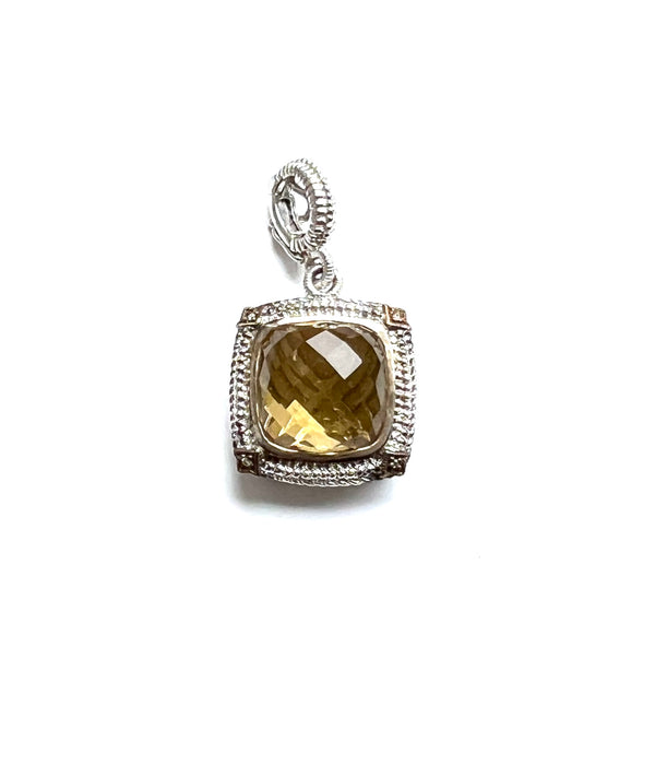 Gold silver citrine & diamond pendant - Ilumine' Gallery 