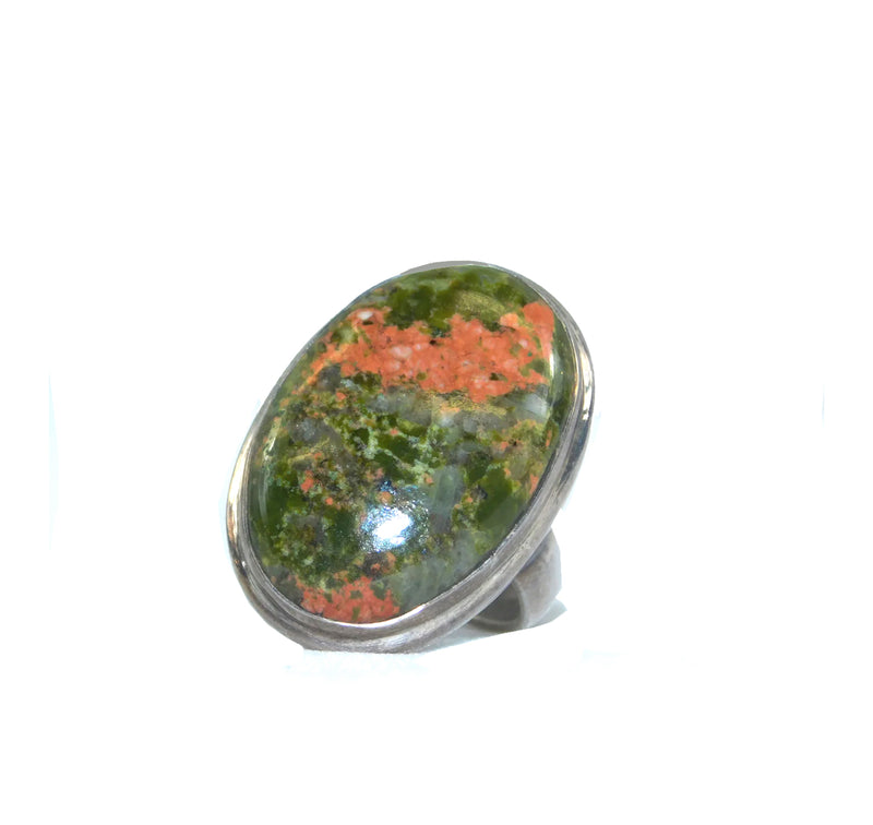 Sterling silver unakite gemstone ring - Ilumine' Gallery 