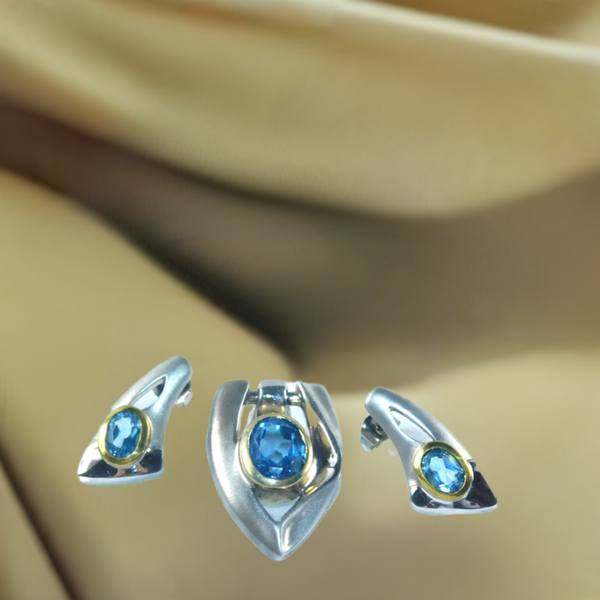 Blue Topaz Earrings & Pendant Set