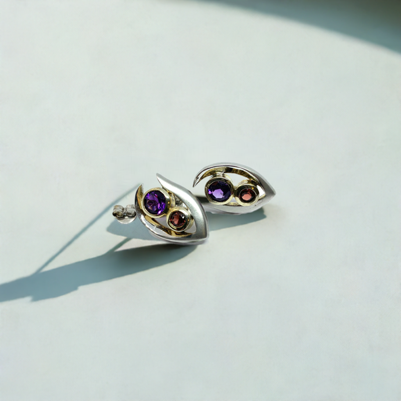 Amethyst and garnet earrings