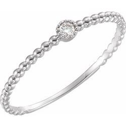 White Gold Beaded Bezel Diamond Ring - Ilumine' Gallery 