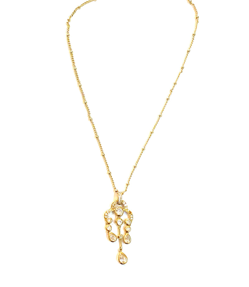 Gold chandelier pendant necklace