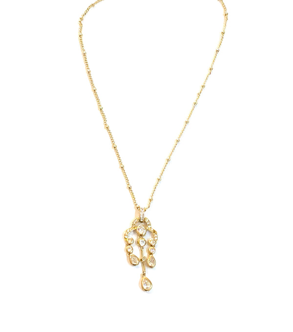 Gold chandelier pendant necklace