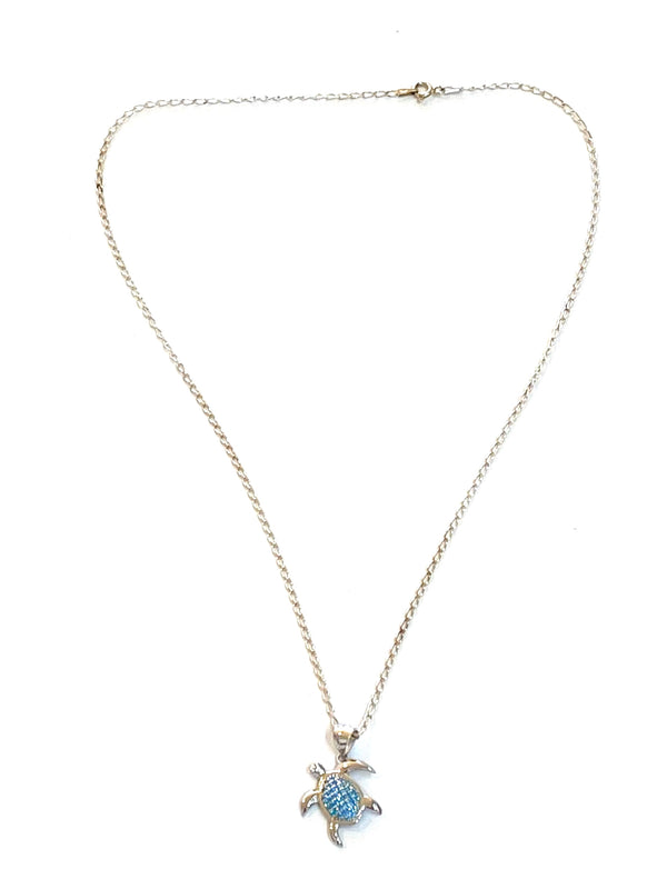 Silver Turtle Pendant Necklace