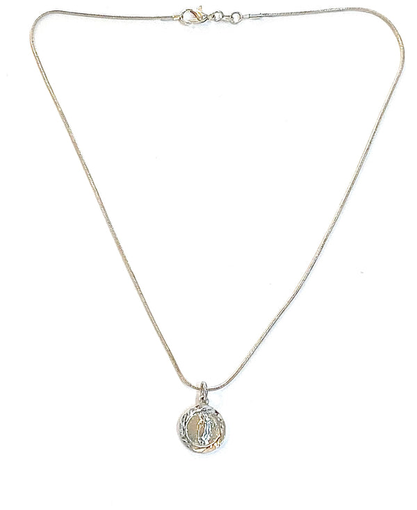 Silver Virgin Mary Pendant Necklace