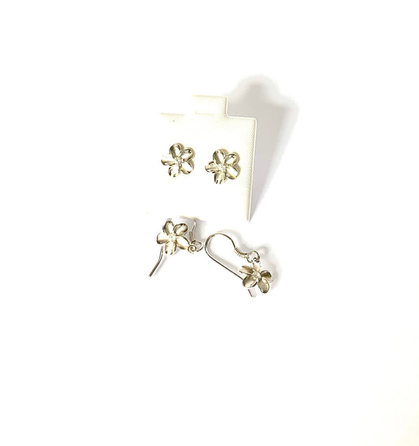 Sterling silver plumeria flower earrings - Ilumine Gallery Store dainty jewelry affordable fine jewelry