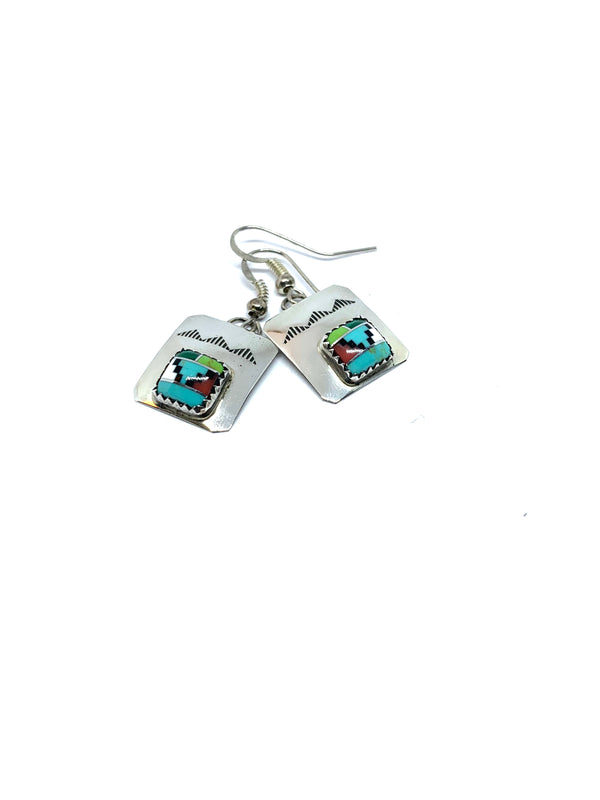 Earrings sterling silver with inlaid gemstones - Ilumine Gallery Store dainty jewelry affordable fine jewelry