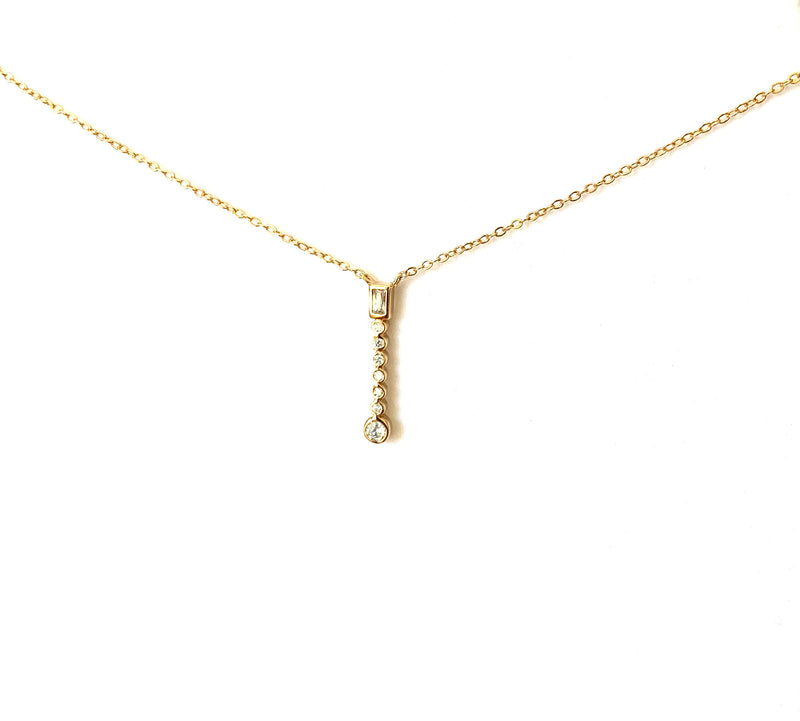 Necklace yellow gold overlay with cz stick pendant - Ilumine Gallery Store dainty jewelry affordable fine jewelry