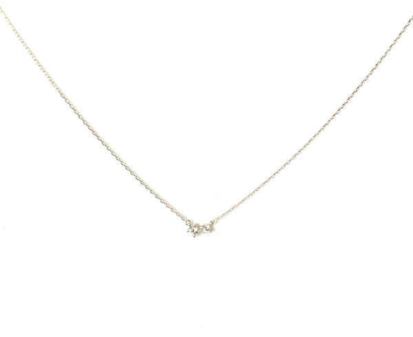 Necklace sterling silver with two cubic zirconia pendants - Ilumine Gallery Store dainty jewelry affordable fine jewelry