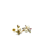 Gold vintage akoya pearl with gemstones - Ilumine' Gallery 