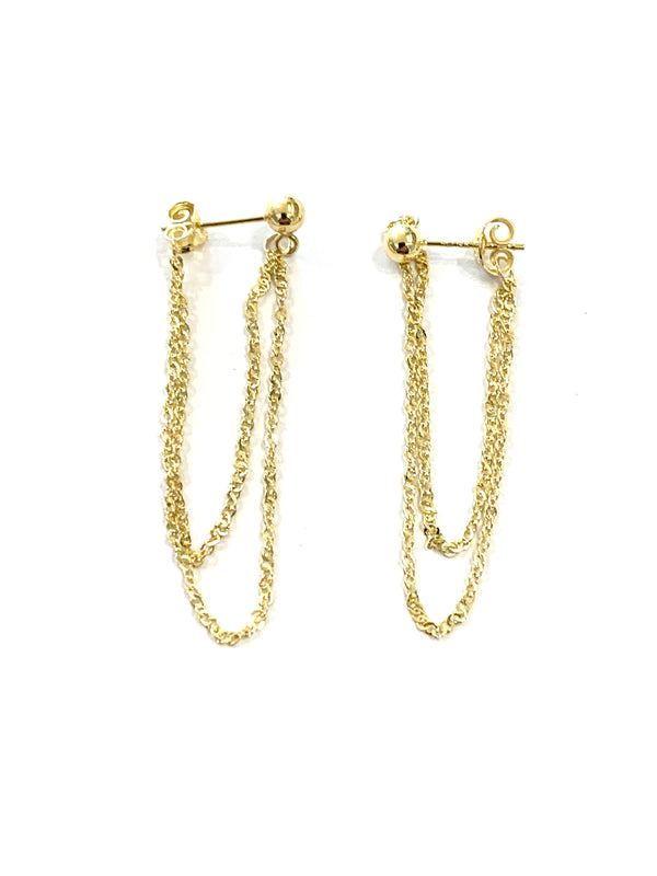 Gold link drop earrings