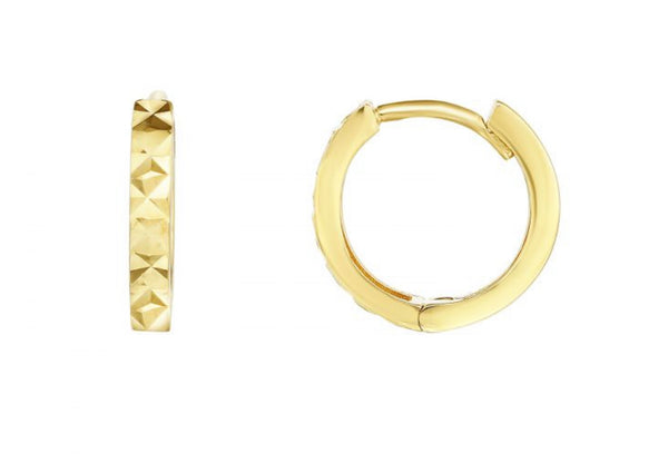 Gold diamond cut huggie earrings