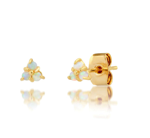 Opal Gold Cluster Earrings