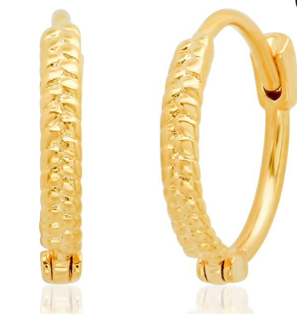 Textured Gold Rope Huggie