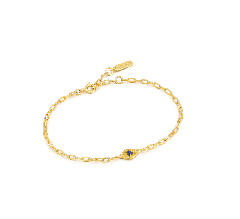 Gold Lapis Evil Eye Bracelet