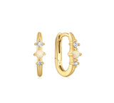 Gold Kyoto Opal Oval Huggie Hoop Earrings