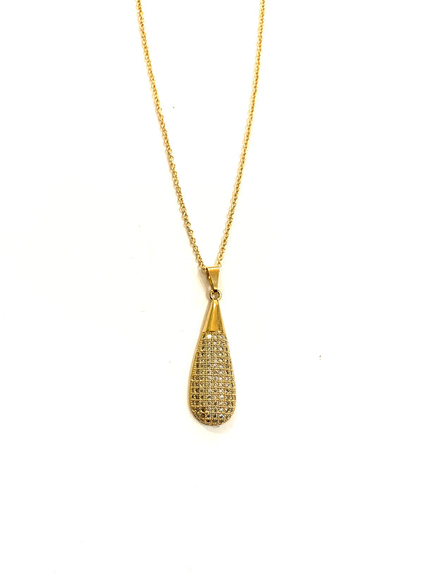 Gold dewdrop pendant necklace
