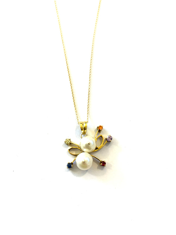 Pearl and gemstones pendant