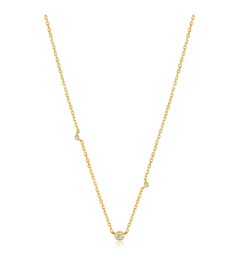 Gold triple natural diamond necklace