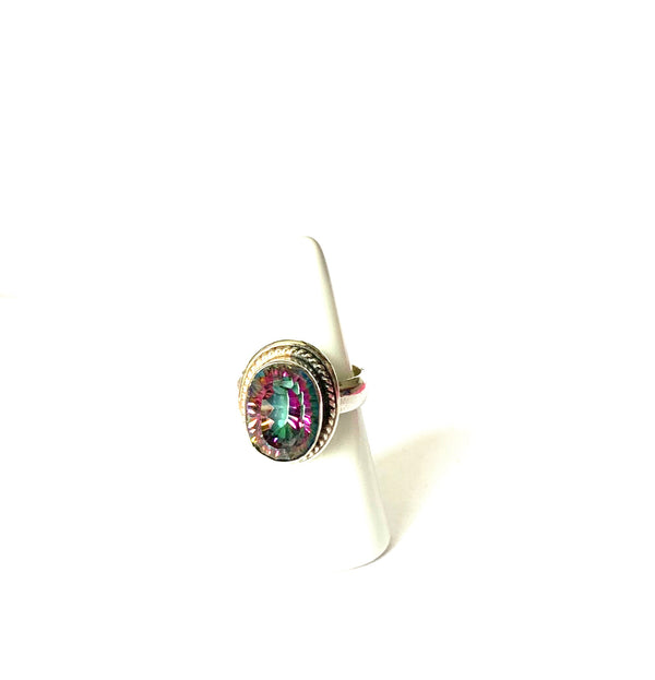 Rings sterling silver with mystic topaz gemstone - Ilumine Gallery Store dainty jewelry affordable fine jewelry