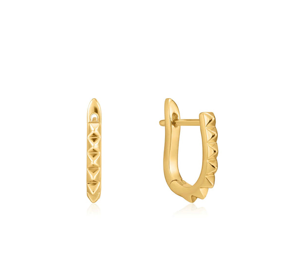 Gold spike huggie hoop earrings