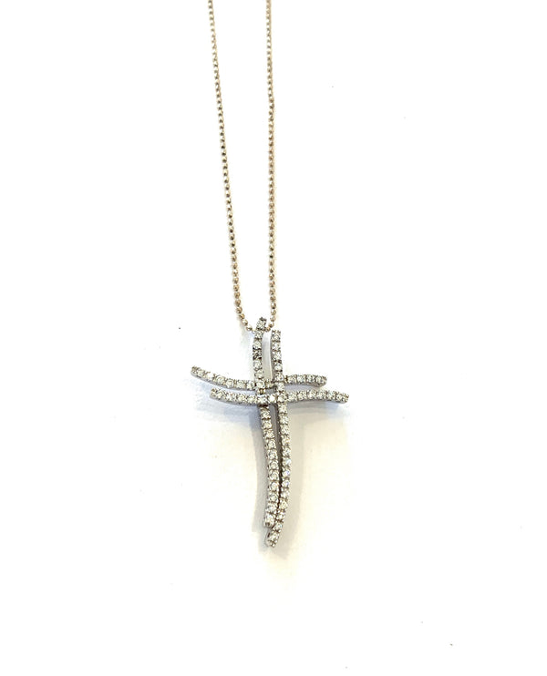 Silver necklace with crystal cross pendant