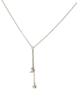 Necklace sterling silver crystal moon and star lariat - Ilumine Gallery Store dainty jewelry affordable fine jewelry