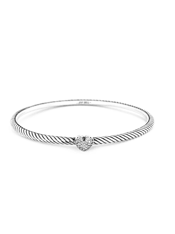 Designer silver diamond heart bangle - Ilumine' Gallery 