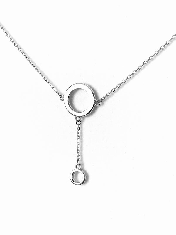 Necklace sterling silver with hanging circle pendant - Ilumine Gallery Store dainty jewelry affordable fine jewelry